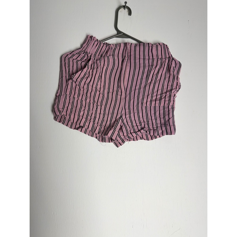 Joe B Pink Black Striped High Waisted Shorts Rayon Paperbag Waist Size 0 Summer